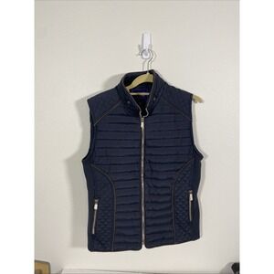 YMI Quilted Vest XL‎ Zip-Up Pockets Fitted Stretch Faux Fur Lining NWOT Black Y1
